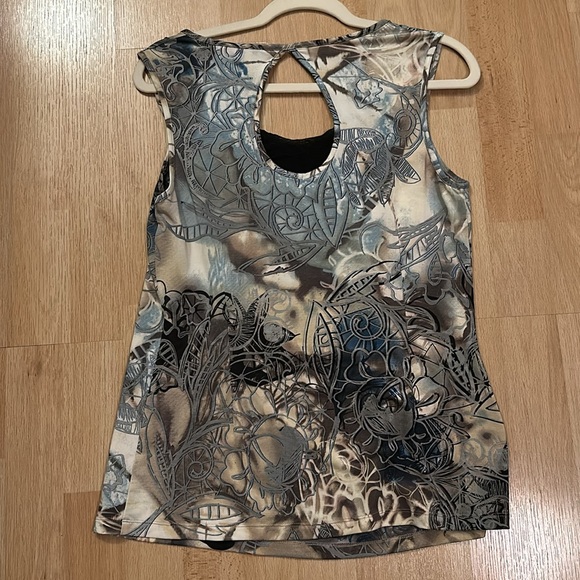 Alberto Makali Embellished Scoop Neck Top with Rhinestones and Chains M - Picture 4 of 4